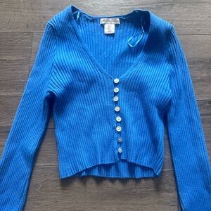 Blue button up sweater size small